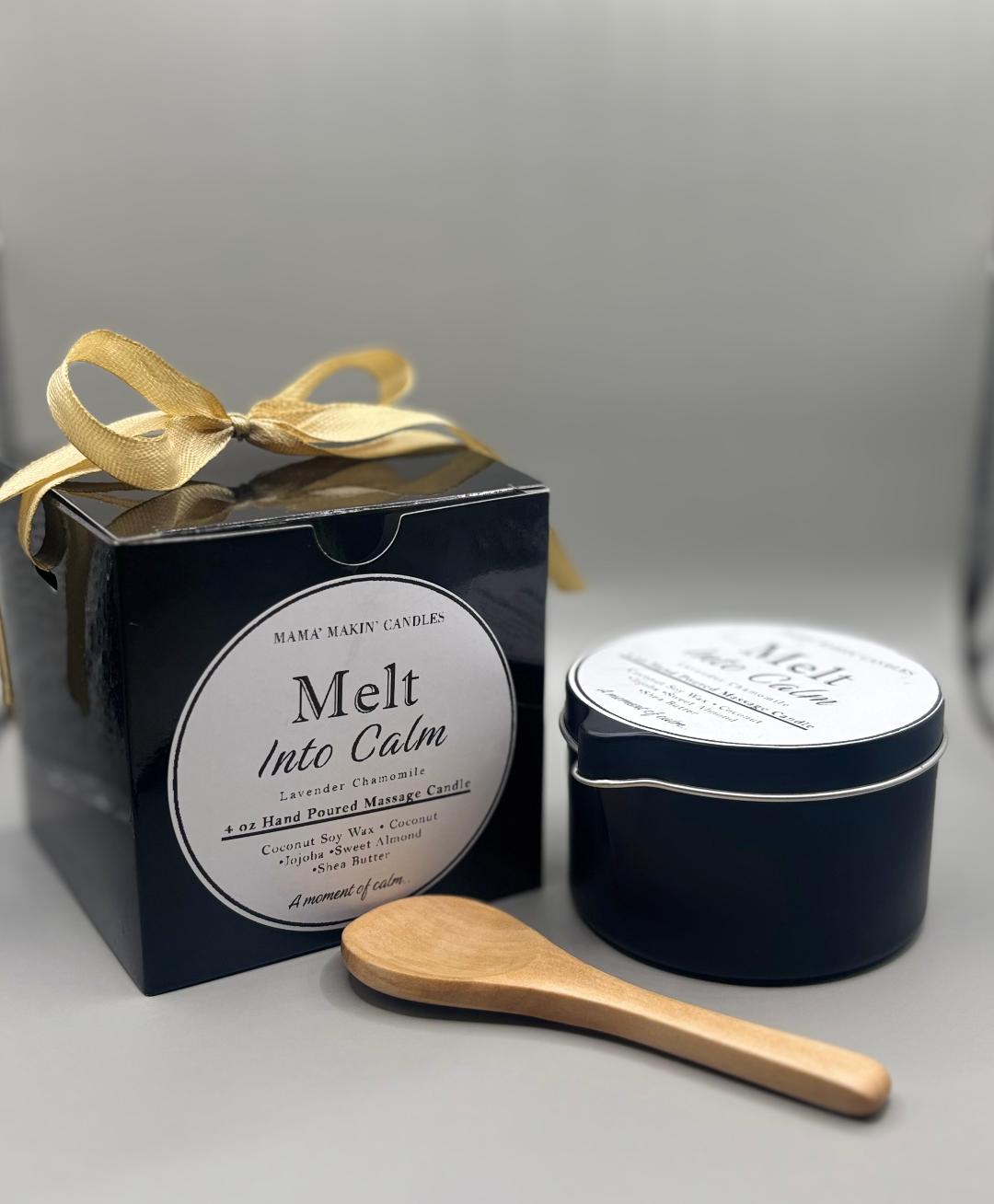 Melt Into Calm – Warm Body Oil Massage Candle (4 oz) Bundle