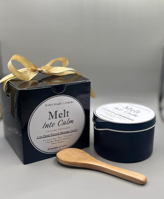Melt Into Calm – Warm Body Oil Massage Candle (4 oz) Bundle